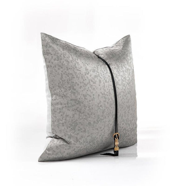 Modern Decorative Metallic Silver Luxury Cushion Cover with Gold Tassel Pillowcase 50*50 cm