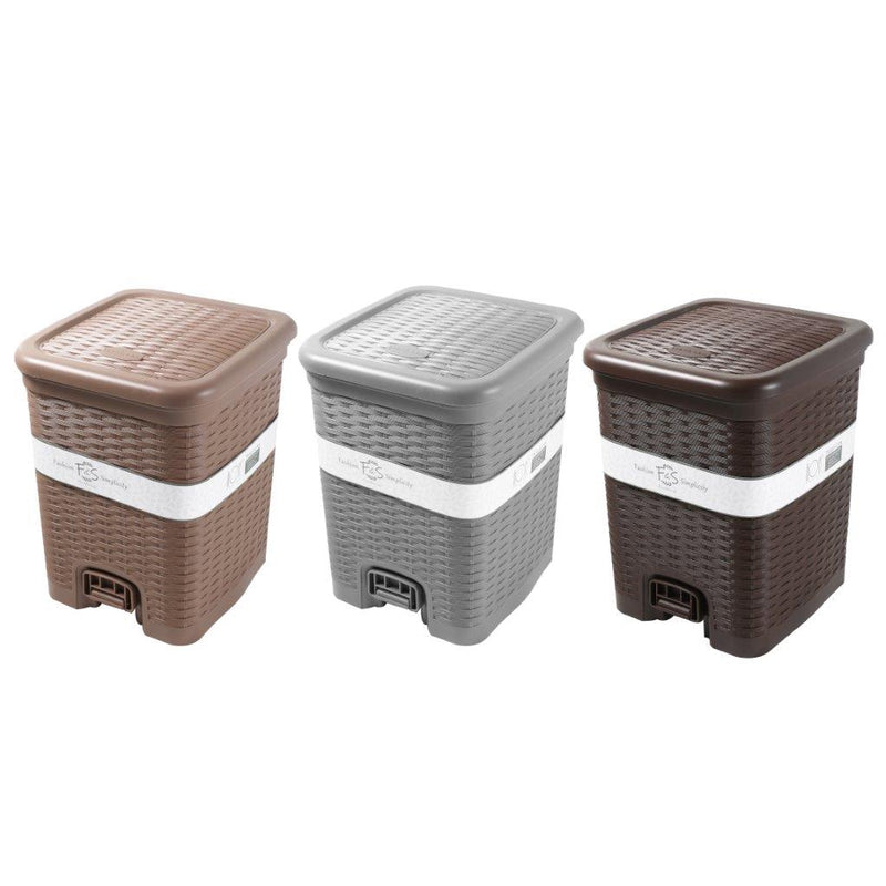 Rattan Style Multi-color Pedal Rubbish Bin Plastic Waste Bin Trash Bin for Home Kitchen Office 27*25*32.5 cm