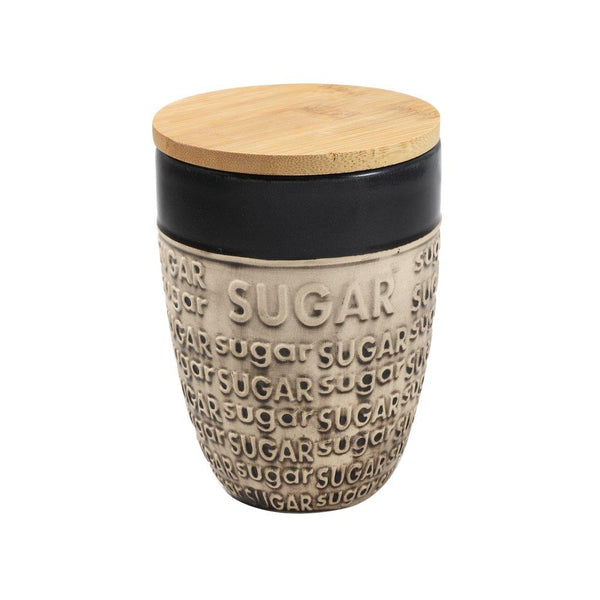 Ceramic Tea Coffee Sugar Airtight Cansiter Bamboo Lid Abstract Print Set of 3 Pcs 10.5*14.5 cm