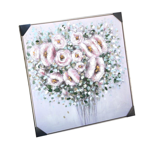 Home Decor Portrait Canvas Wall Art Abstract Floral Blossom Oil Painting PVC Frame 100*100*3.5 cm