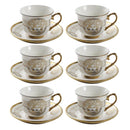 Ceramic Tea Cup and Saucer Set of 6 Pcs Print Gold Design 220 ml