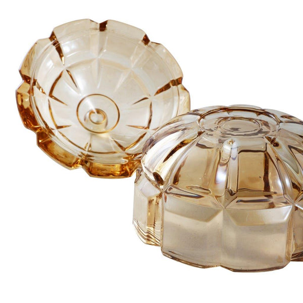 Crystal Glass Champagne Round Sugar Bowl Candy Jar with Lid 11*11.8 cm