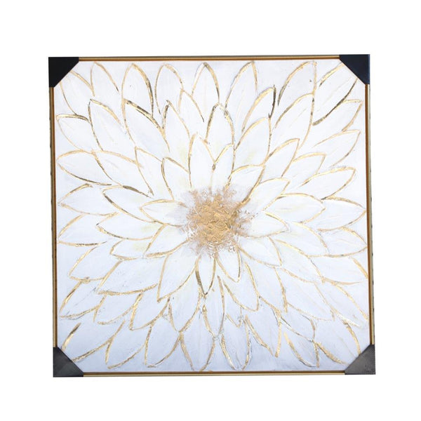 Home Decor Portrait Canvas Wall Art Abstract Floral Blossom Oil Painting PVC Frame 100*100*3.5 cm