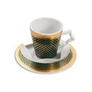 Deco Black Gold Ceramic Coffee Cup and Saucer Set of 6 Pcs 90 ml 12 cm