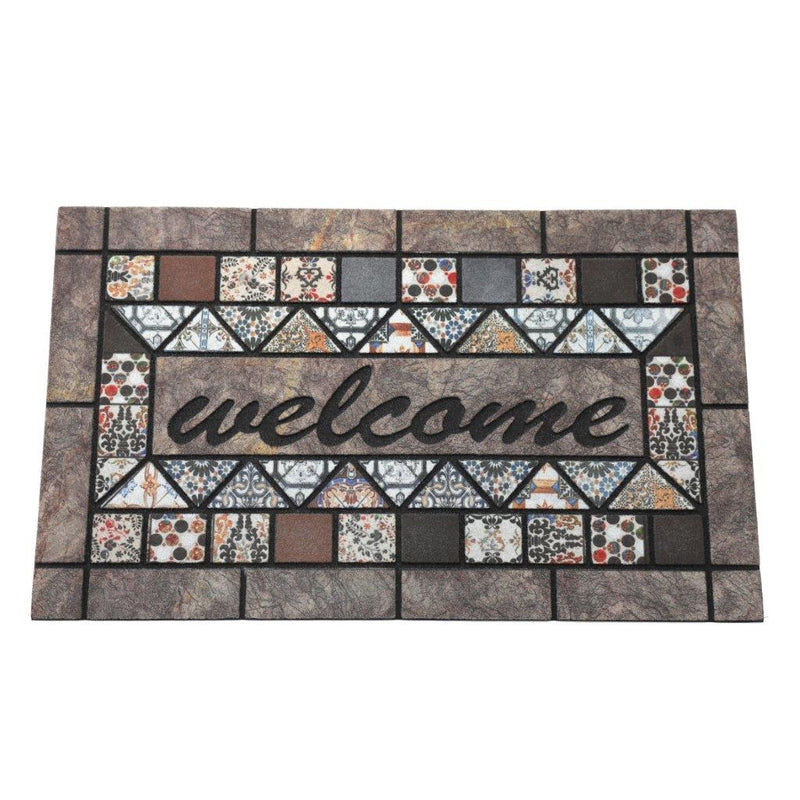 Mosaic Tile Design Indoor Outdoor Rubber Non Slip Waterproof Entrance Door Welcome Door Mat 45*75 cm