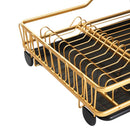 Aluminium Gold Plated Dish Drainer Rack Cutlery Storage Organizer Combo Water Drainer Tray 55*35*27 cm