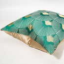 Modern Decorative Green and Gold Peacock Feather Pattern Cushion Cover Pillowcase 50*50 cm