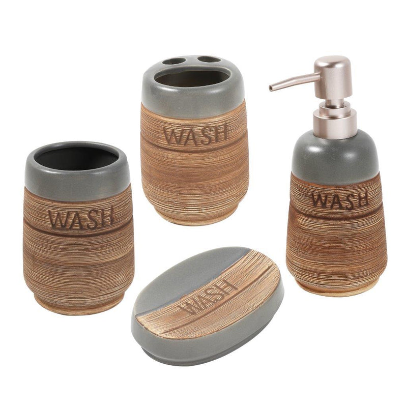 Ceramic Bathroom Accessories Soap Dispenser Toothbrush Holder 4 Pcs Set