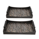 Classic Homeware Set: 2 Deco Brown Leather Dining Table Serving Trays for Home & Kitchen - Practical Elegance