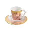 Deco Gold Ceramic Coffee Cup and Saucer Set of 6 Pcs 90 ml 12 cm