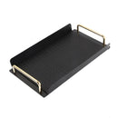 Deco Black Rectangle Serving Tray Set of 2 Pcs Metal Handles 45*27.5/50*32 cm
