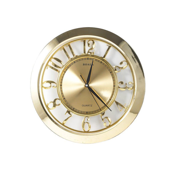 Wall Clock Shiny Gold Frame Analog Retro Executive Design Round 40 cm