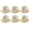 Deco Gold Ceramic Coffee Cup and Saucer Set of 6 Pcs 90 ml 12 cm