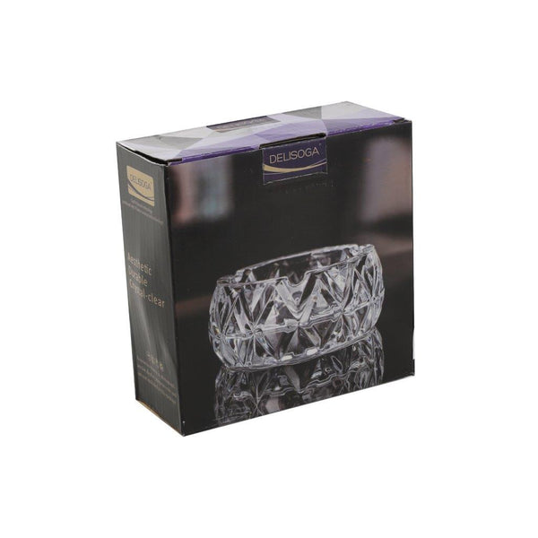 Crystal Cut Modern Clear Round Glass Ashtray 13*6.05 cm