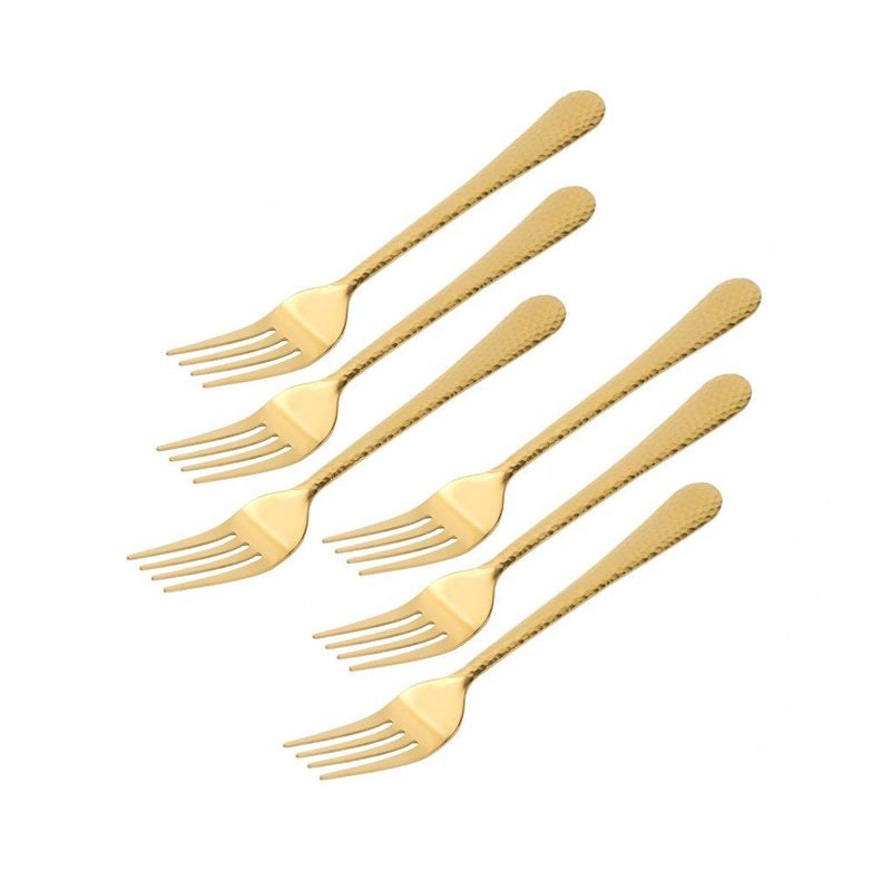 Stainless Steel Tableware Deco Gold Dessert Fork Set of 6 Pcs 15*2 cm
