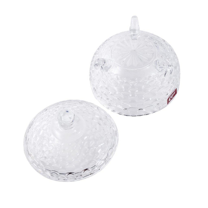 Crystal Glass Round Sugar Bowl Candy Jar with Lid 9.9*14.5 cm