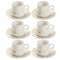 Ceramic Tea and Coffee Cup and Saucer Set of 6 pcs Vanilla Marble Design 100 ml