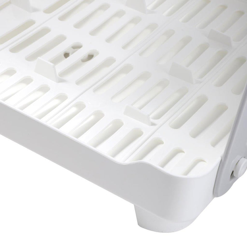 Compact White Plastic 2 Tier Dish Drainer Cutlery Stand for Kitchen 42*34*37 cm