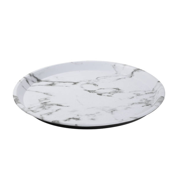 Round Deco White Abstract Plastic Tray Set of 3 Pcs 29.5cm/35.5cm/40.5cm