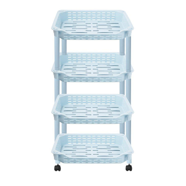 Kitchenware Fruit and Vegetables Trolley Rack with Roller Wheels Multi Layer 4 Tier 45.5x32.5x79 cm