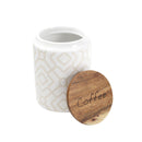 Ceramic Tea Coffee Sugar Airtight Canister Bamboo Lid Abstract Print Set of 3 Pcs 10*14.5 cm