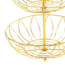 Gold Plated Iron Fruit Vegetable Basket Three Tier 30*30*52 cm