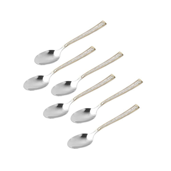 Stainless Steel Tableware Deco Gold Border Tea Spoon Set of 6 Pcs 11.8*2.3 cm