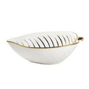 White Ceramic Gold Rim Oval Bowl Platter Fine Porcelain Dinnerware Tableware Serving Dish 15.5*17*8 cm