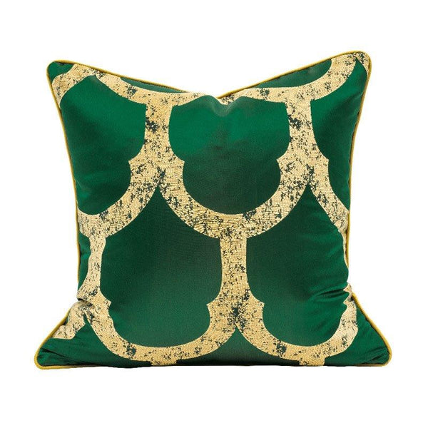 Modern Decorative Abstract Design Green and Gold Art Cushion Cover Pillowcase 50*50 cm