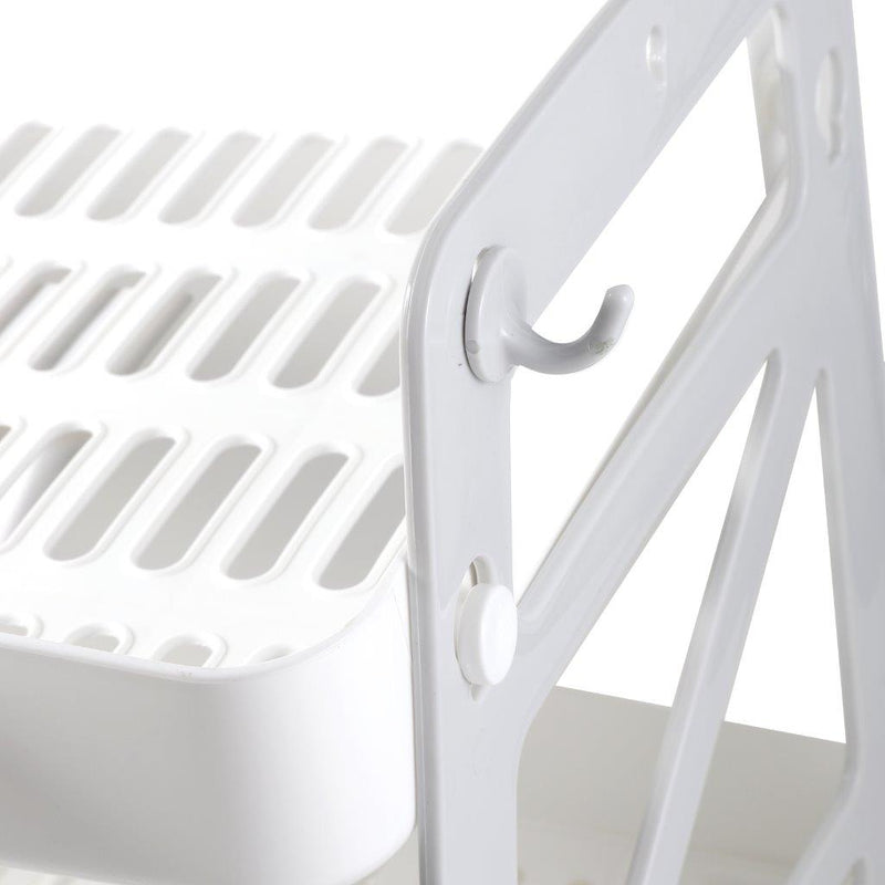 Compact White Plastic 2 Tier Dish Drainer Cutlery Stand for Kitchen 42*34*37 cm