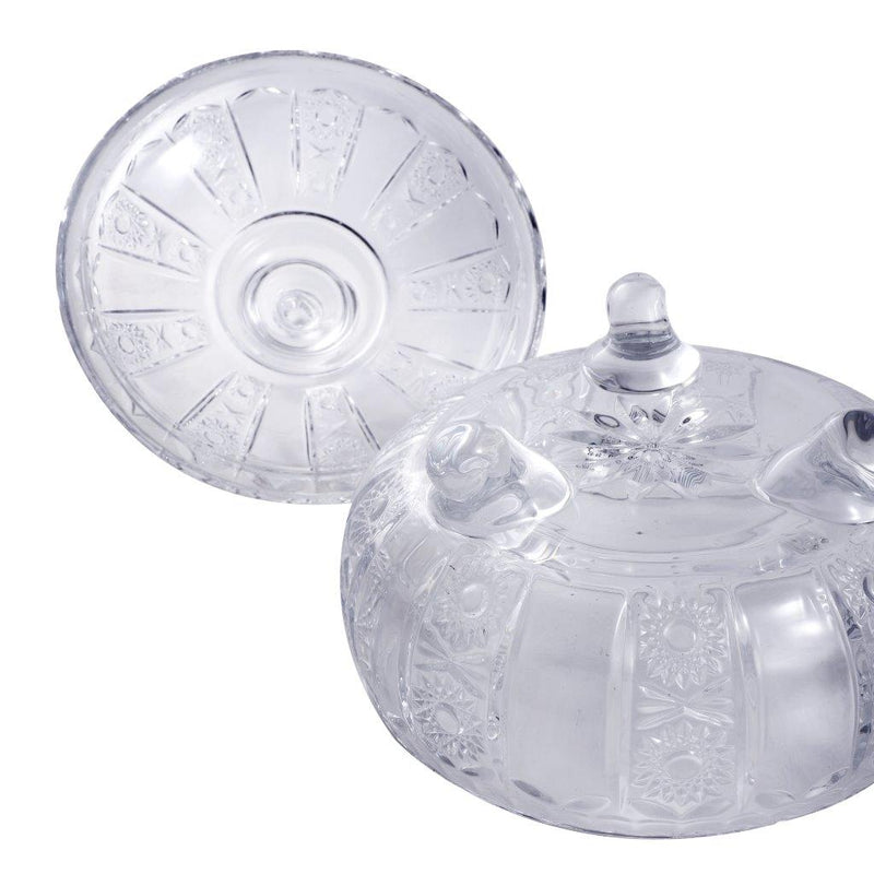 Crystal Glass Footed Sugar Bowl Candy Jar with Lid 17*18.5 cm