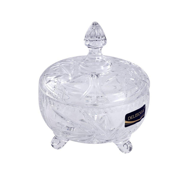 Crystal Glass Footed Sugar Bowl Candy Jar with Lid 12*7.3 cm