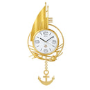 Home Decor Gold Sailboat Design Pendulum White Wall Clock 73*35 cm