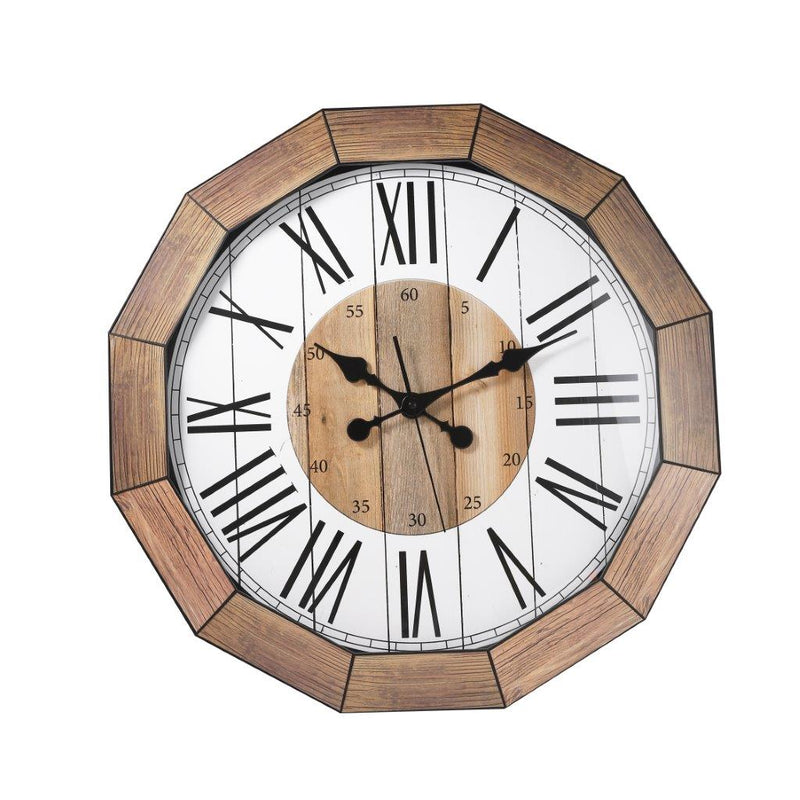 Modern Retro Hexagonal Tarnish Brown Wall Clock Living Room Office 60 cm