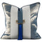 Modern Decorative Floral Abstract Grey Stripe Majestic Luxe Cushion Cover with Blue Tassle Pillowcase 50*50 cm