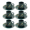 Ceramic Tea and Coffee Cup and Saucer Set of 6 pcs Turquoise Marble Design 180 ml