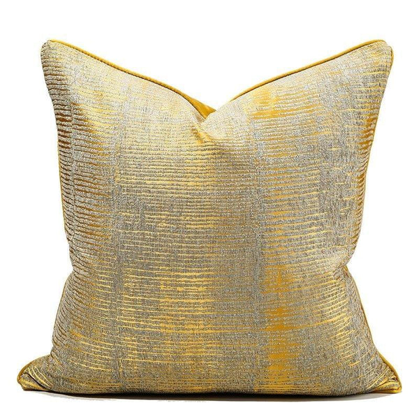 Modern Decorative Gold Mustard Luxury Stripe Jacquard Pattern Cushion Cover Pillowcase 50*50 cm