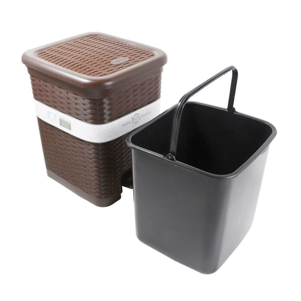 Rattan Style Multi-color Pedal Rubbish Bin Plastic Waste Bin Trash Bin for Home Kitchen Office 27*25*32.5 cm