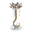 Home Decor Crystal Lotus Gold Glitter Candleholder 18 cm