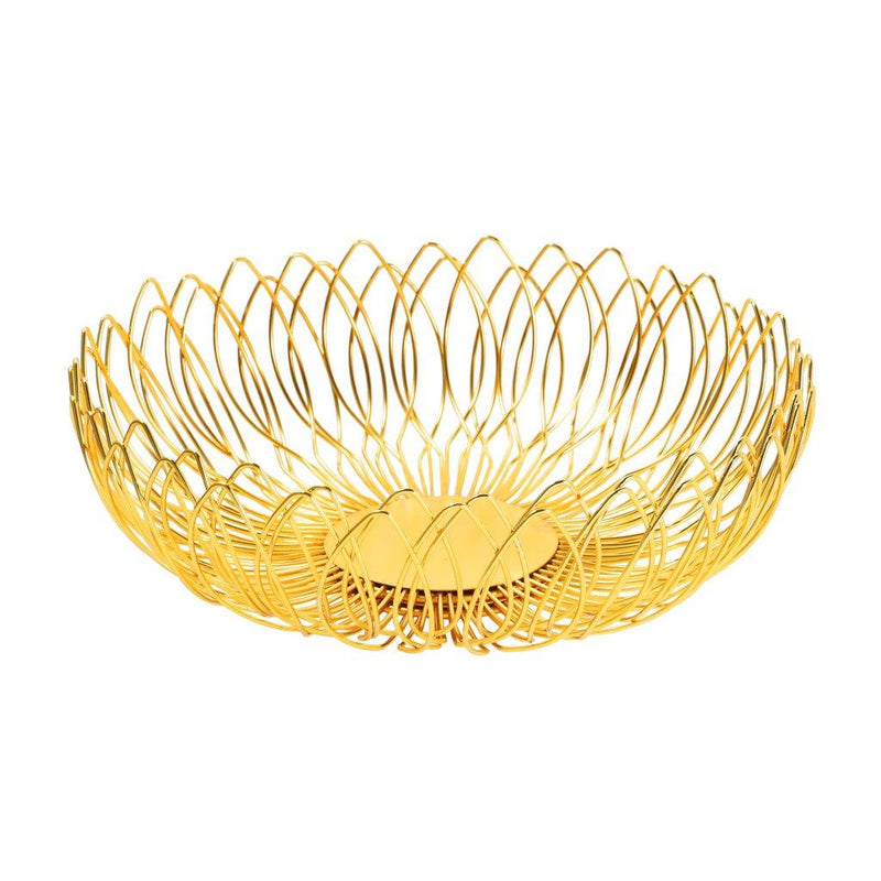 Deco Gold Plated Metal Fruit Basket Fruit Bowl 27.5*27.5*10.5 cm