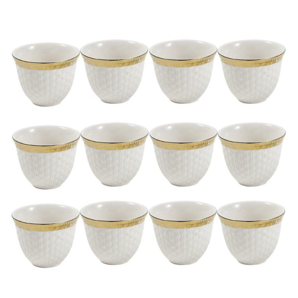 Ceramic Coffee Cawa Shafee Cup Set of 12 Pcs Abstract Design 80 ml