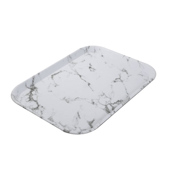 Rectangle Deco White Abstract Plastic Tray 40*30 cm