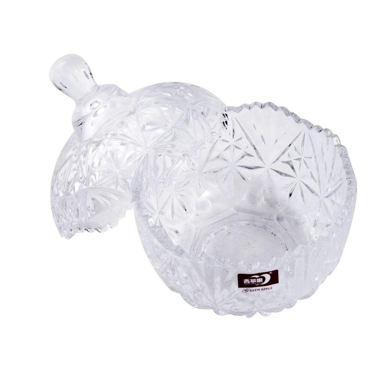 Crystal Glass Round Sugar Bowl Candy Jar with Lid 10.7*13.9 cm