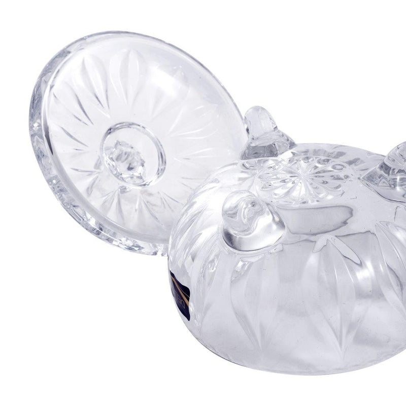 Crystal Glass Footed Sugar Bowl Candy Jar with Lid 12*7.3 cm