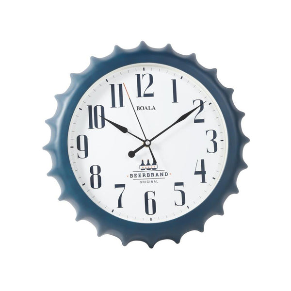 Sun Shape Navy Frame Wall Clock Round 36 cm