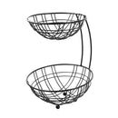 Cotemporary Style Portable Metal Two Tier Fruit and Vegetable Storage Basket Timber Handle 26*26*33 cm