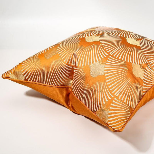 Modern Decorative Bright Orange Peacock Feather Pattern Cushion Cover Pillowcase 50*50 cm