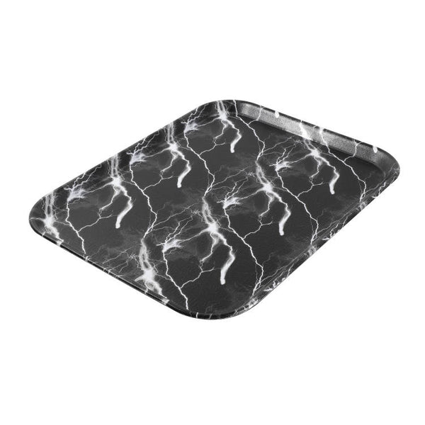 Rectangle Deco Black Abstract Plastic Tray 55*40 cm
