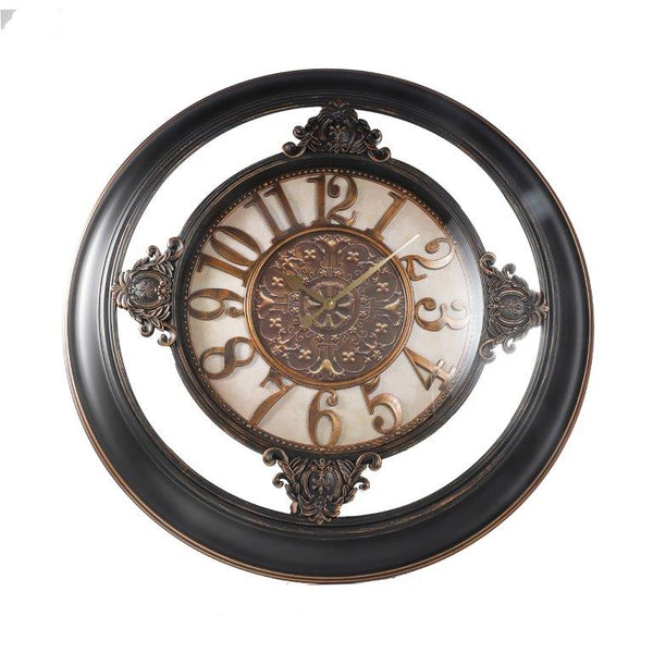 Luxury Vintage Retro Round Dark Chocolate Frame Wall Clock 76*76*5.6 cm