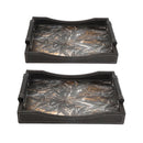 Pair of Deco Brown Leather Dining Table Serving Trays - Home & Kitchen Accessories